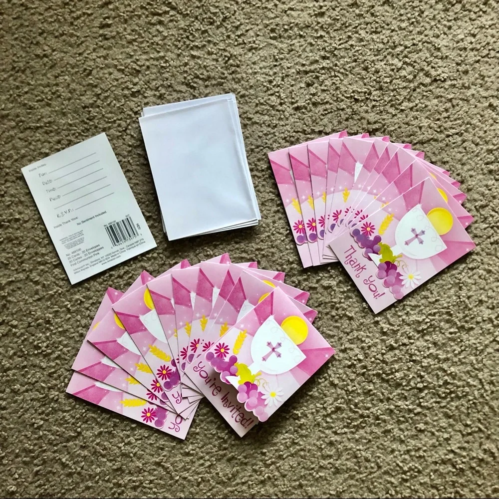Pink First Communion Invitation & Thank You Set NWOT